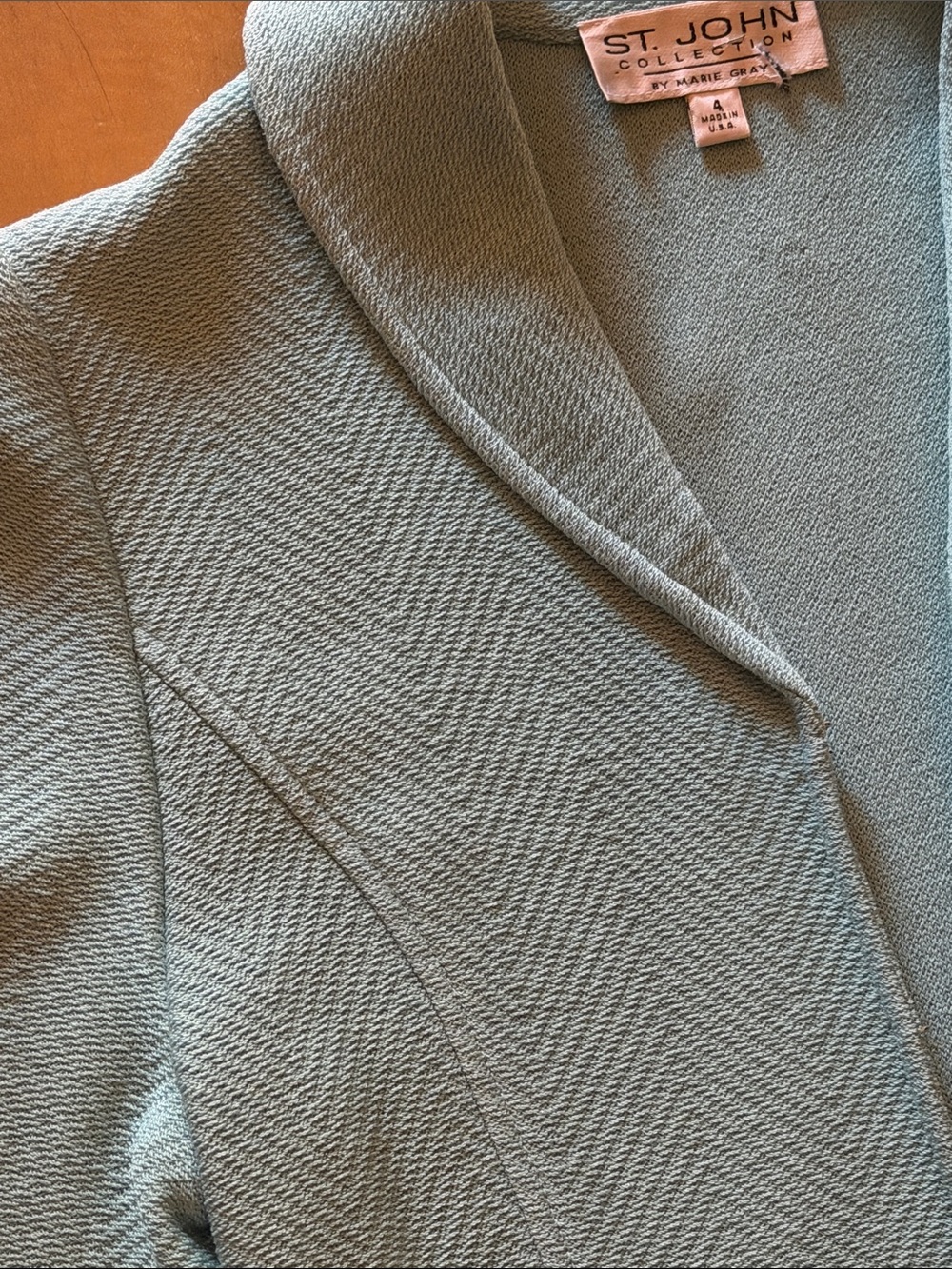 St. John Collection gorgeous Tiffany Blue Long Open-Front Cardigan. - Picture 3 of 9